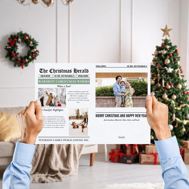 Year In Review Christmas Newspaper Multi Photo Holiday Card (Creator Uploaded)