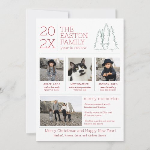 Year in Review Family Christmas Photo Cards