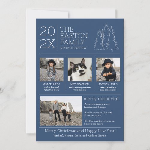 Year in Review Family Christmas Photo Cards