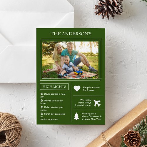 Year in Review  Green Christmas Infographic Holiday Card