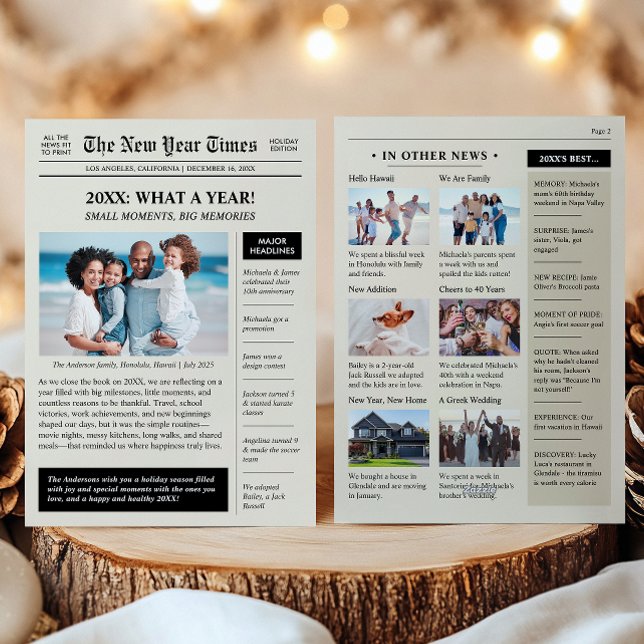 Year In Review Happy New Year Newspaper Holiday Card (Creator Uploaded)