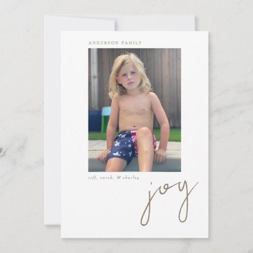 Year in Review Joy Single Photo Flat Holiday Card