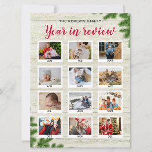 Year in review merry Christmas 12 photo editable Holiday Card