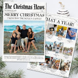 Year In Review Newspaper Christmas Family Photo Holiday Card<br><div class="desc">Capture the essence of the past year with our Full Color Year In Review Newspaper Christmas Family Photo Holiday Card. This beautifully designed holiday card features a newspaper Christmas card template that seamlessly blends nostalgia with modern elegance. With its editable minimalist Christmas design, this card is perfect for sharing your...</div>