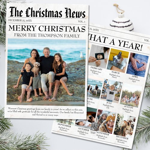 Year In Review Newspaper Christmas Family Photo Holiday Card