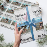 Year In Review Newspaper Personalized Christmas Wrapping Paper<br><div class="desc">Celebrate the highlights of the year with our Year In Review Newspaper Personalized Christmas Wrapping Paper. This unique and editable wrapping paper combines the charm of a holiday newspaper template with a minimalist Christmas design, perfect for adding a personal touch to your gifts. Featuring a "What a Year" photo collage,...</div>