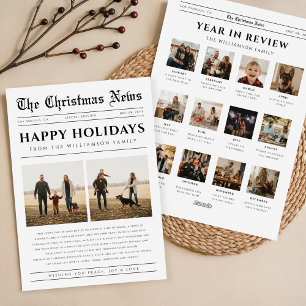 Year In Review Newspaper Photo Christmas Collage Holiday Card