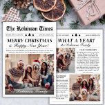 Year in Review Newspaper Unique Christmas 3 Photo Holiday Card<br><div class="desc">Year in Review Newspaper Christmas Cards - Photo Family Newsletter Merry Christmas and Happy New Year Holiday Cards. Celebrate your family’s highlights with this unique “What A Year” Christmas 3 photo card. Designed in a unique modern newspaper style, it’s a fun and creative way to share your favorite memories and...</div>