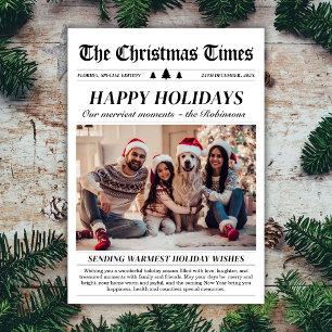 Year in Review Newspaper Unique Family Photo Happy Holiday Card