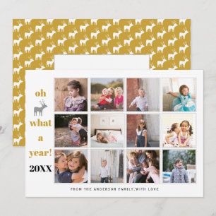 Year in review Oh deer what a year gold photo Holiday Card