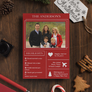 Year in Review Red Christmas Infographic Holiday Card