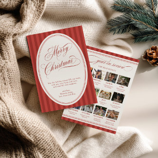 Year in Review Red Striped Photo Christmas Card