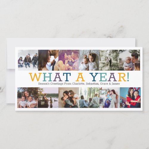 Year In Review Twelve Photo Personalized Christmas Holiday Card