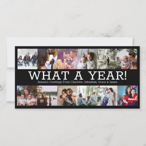 Year In Review Twelve Photo Personalized Christmas Holiday Card