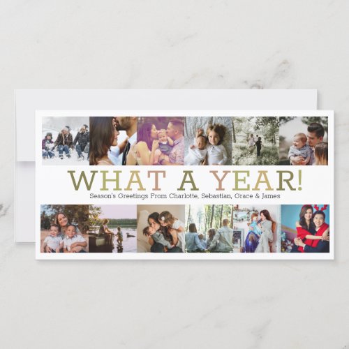 Year In Review Twelve Photo Personalized Christmas Holiday Card