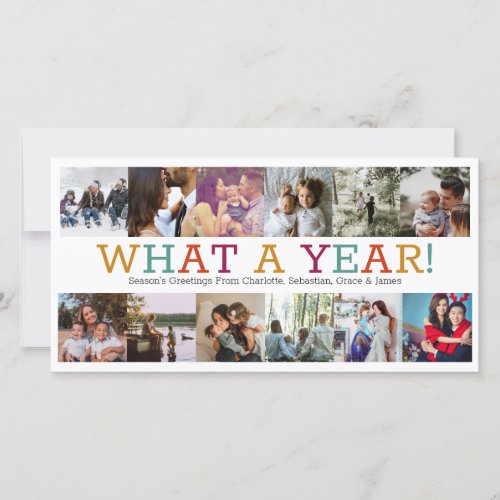 Year In Review Twelve Photo Personalized Christmas Holiday Card