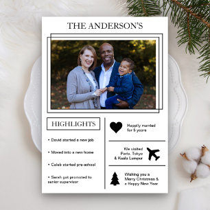 Year in Review White Christmas Infographic Holiday Card