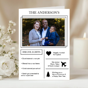 Year in Review White Christmas Infographic Holiday Card