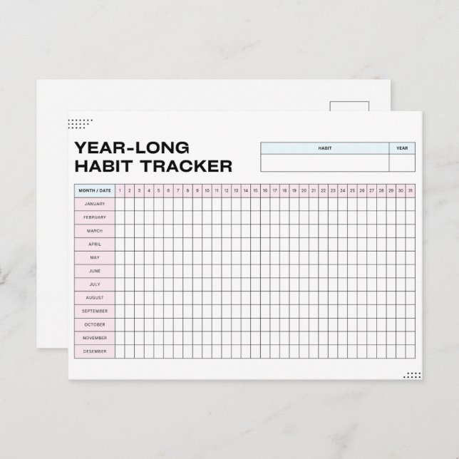 year-long Habit tracker Postcard (Front/Back)