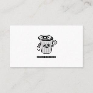 Year memories featuring a funny trash can cartoon. business card