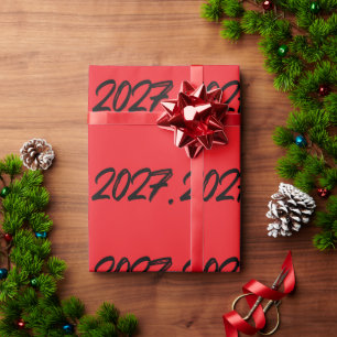 Year Of 2027 Paint Ink Brush Typography Wrapping Paper