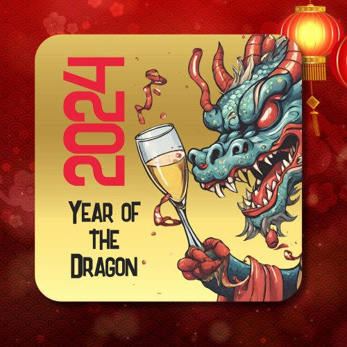 Year of Dragon Chinese New Year drink mat Square Paper Coaster