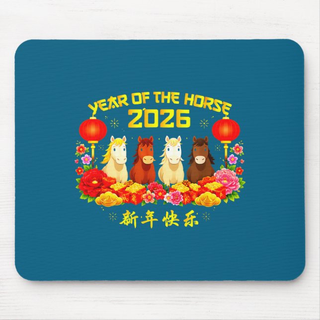 Year Of Horse 2026 Happy Chinese Lunar New Year Ho Mouse Pad (Front)