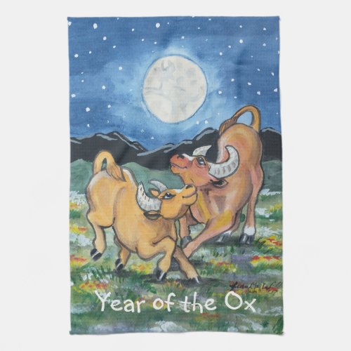 Year of Ox Chinese New Year Zodiac Fun Painting Kitchen Towel