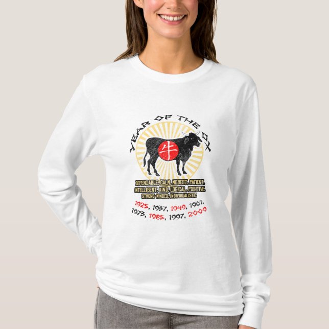 Year of Ox Qualities Ladies Long Sleeve T-Shirt (Front)
