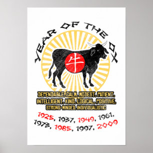 Year of Ox Qualities Poster Print