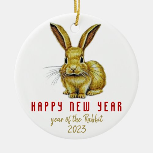 Year of Rabbit Chinese New Year 2023 Animal Ceramic Ornament