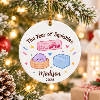 Year of Squishies Kids Christmas Ceramic Ornament