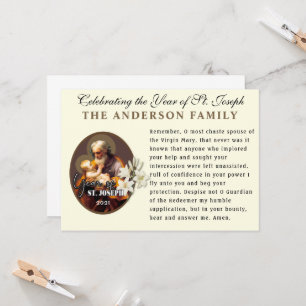 Year of St. Joseph Catholic Memorare Prayer Card