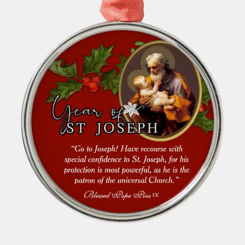Year of St Joseph Catholic Religious Prayer Metal Ornament