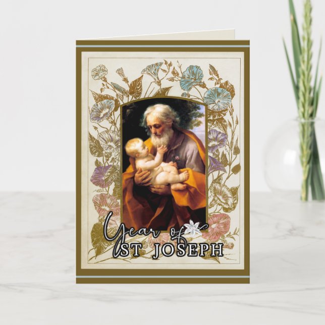 Year of St. Joseph Feast Day Catholic Prayer Card (Front)