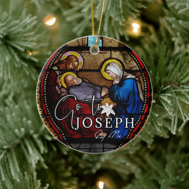 Year of St. Joseph Jesus Religious Pope Signature Ceramic Ornament (Tree)