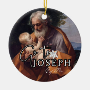 Year of St. Joseph Jesus Religious Pope Signature Ceramic Ornament