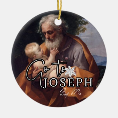 Year of St Joseph Jesus Religious Pope Signature Ceramic Ornament