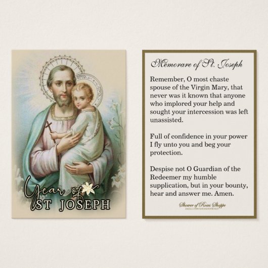Year of St. Joseph Memorare Prayer Catholic (Front & Back)