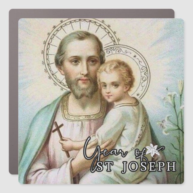 Year of St. Joseph Religious Catholic St. Joseph Car Magnet (Front)