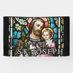 Year of St. Joseph Stained Glass Religious Jesus Banner