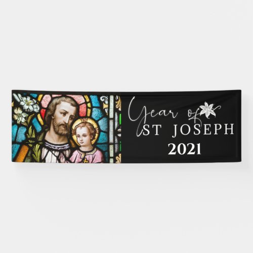 Year of St Joseph Stained Glass Religious Jesus Banner