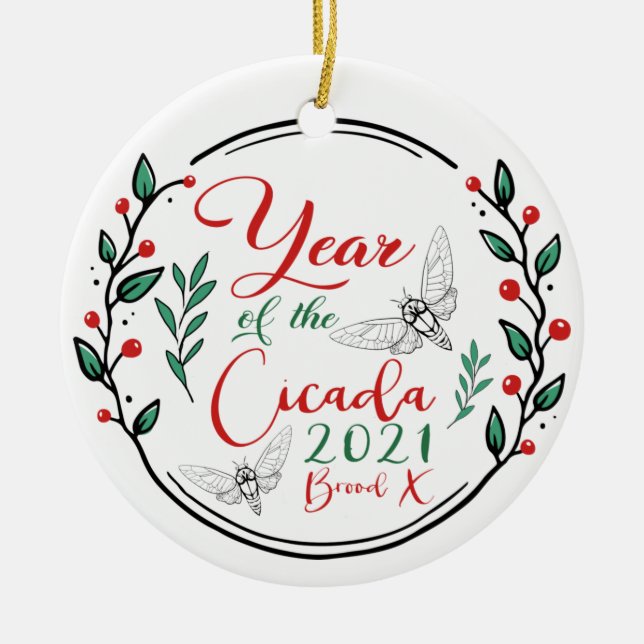 Year of the Cicada 2021 Brood X  Ceramic Ornament (Front)