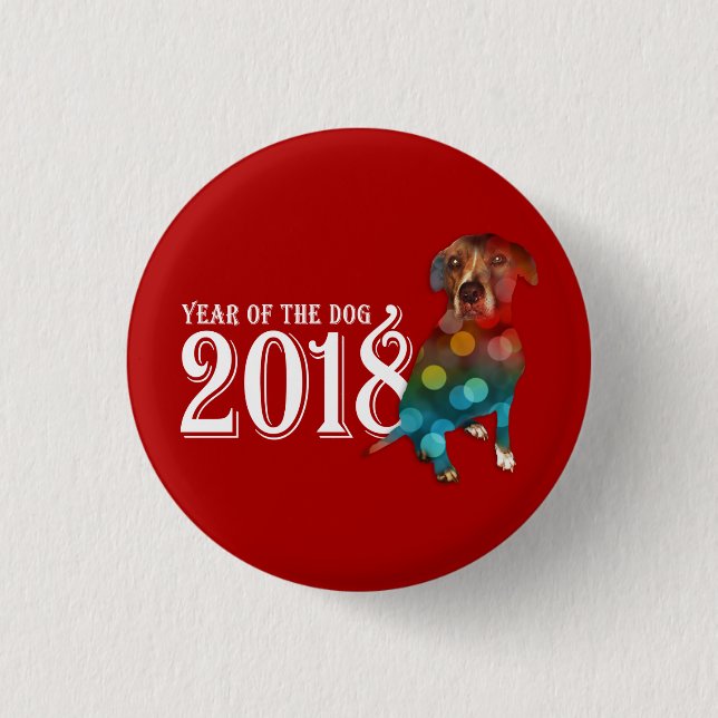 Year of the Dog 2018 Double Exposure Button (Front)