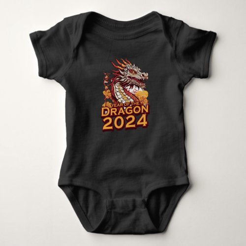Year of the dragon 2024 baby black bodysuits