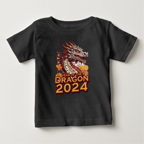 Year of the dragon 2024 baby black T_Shirt Dragon Baby T_Shirt