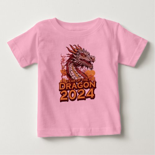 Year of the dragon 2024 baby pink T_Shirt Dragon Baby T_Shirt