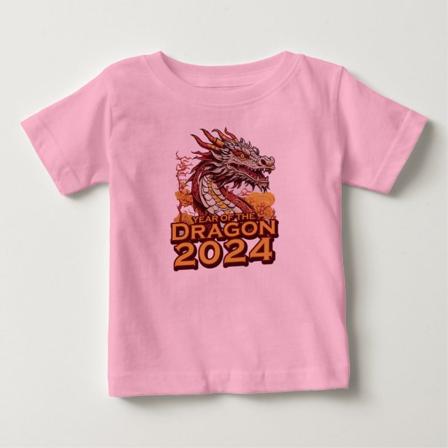 Year of the dragon 2024 baby pink T-Shirt, Dragon T-Shirt (Front)