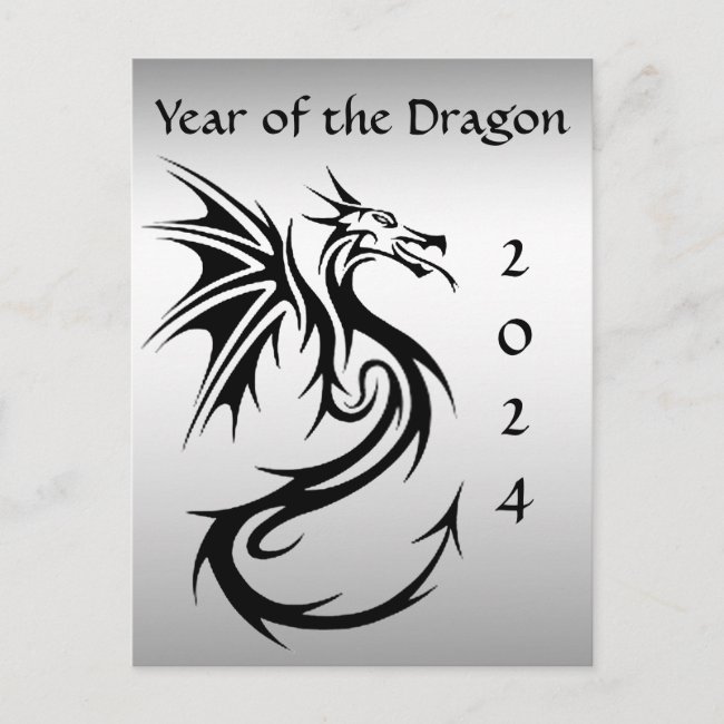 Year of the Dragon 2024 Calendar on Back Postcard