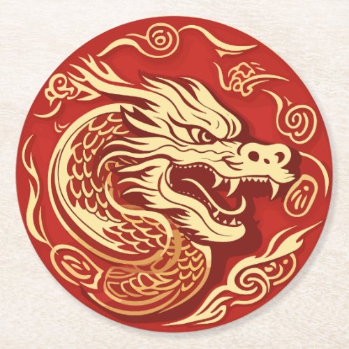 Year of the Dragon 2024 Chinese Lunar Year 2024 Round Paper Coaster